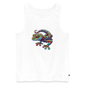 Gecko - Männer Premium Bio Tank Top - Weiß - Vorne - Michal (187cm)