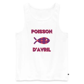 APRIL FOOL - Men's Premium Organic Tank Top - white - Front - AI Model Male 178 light (178cm)