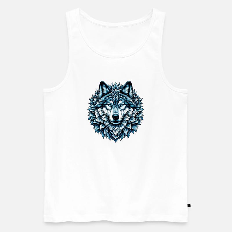 Wolf - Men's Premium Organic Tank Top - white