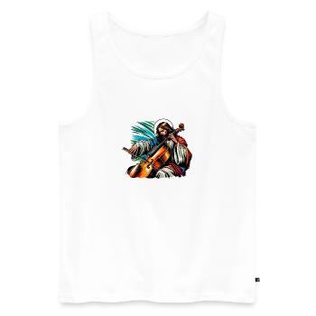 Conception musicale pour violoncelle Jesus Christ - Débardeur bio Premium Homme - blanc - Devant - Michal (187cm)