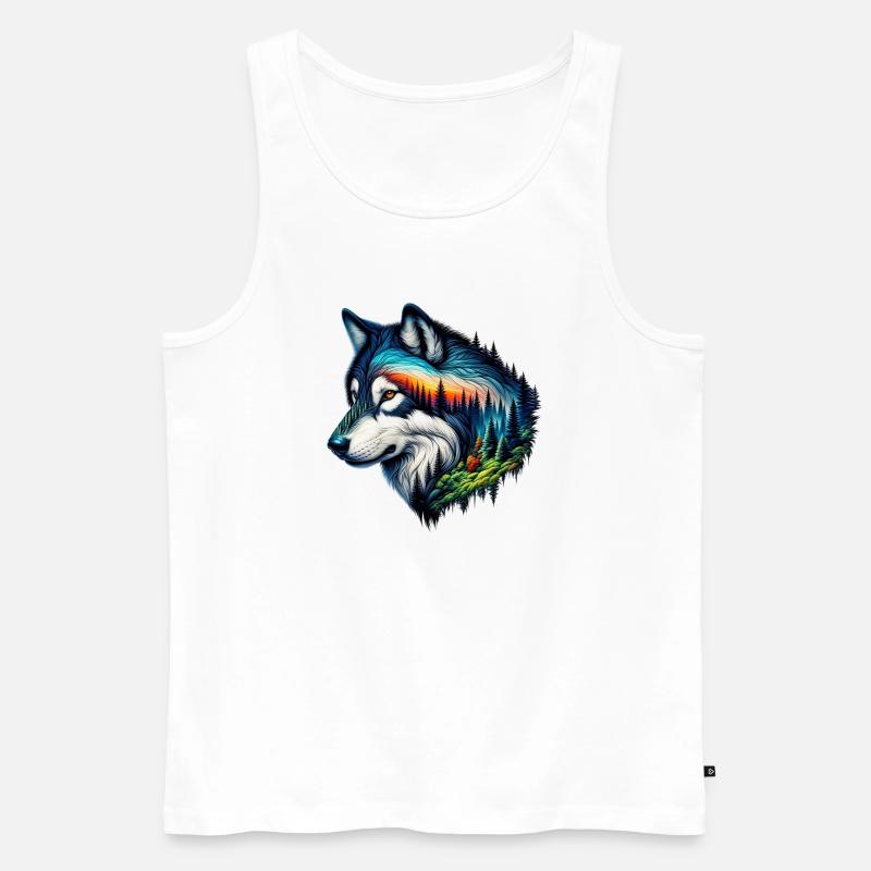Wolf - Men's Premium Organic Tank Top - white