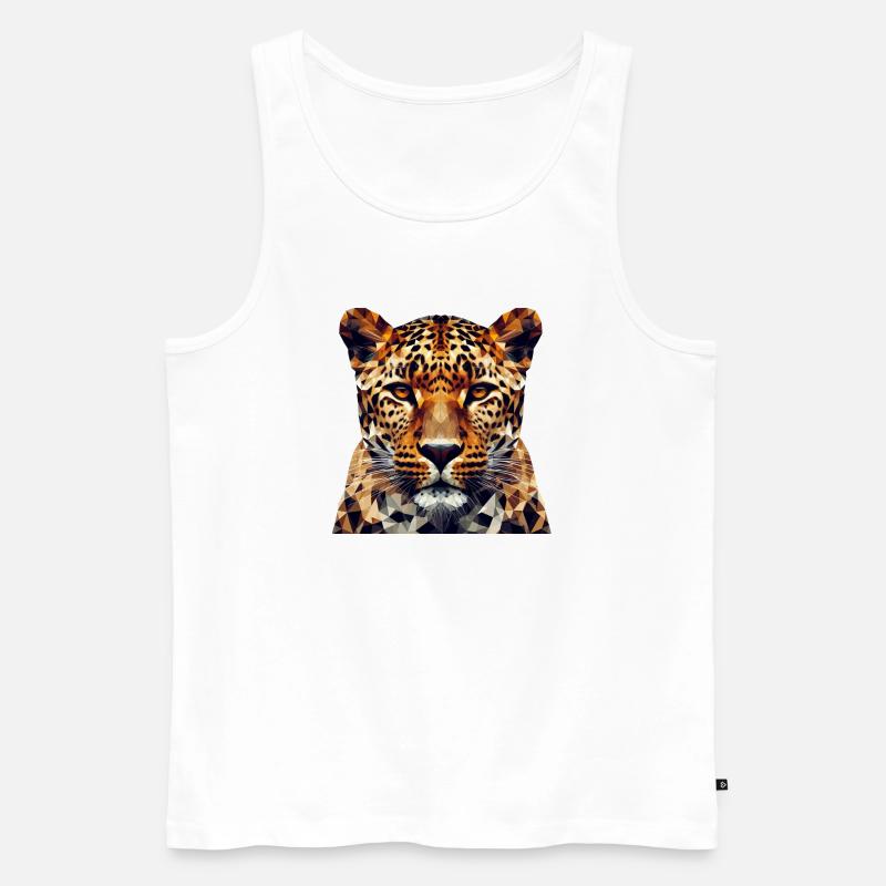 Leopard im Polygon-Stil - Männer Premium Bio Tank Top - Weiß