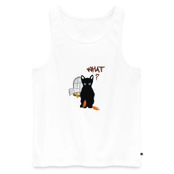 Little black cute kitten and bird - Men's Premium Organic Tank Top - white - Front - AI Model Male 178 light (178cm)