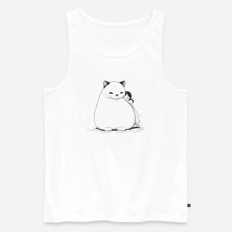 Großes Kuscheln mit einer Katze - Männer Premium Bio Tank Top - Weiß