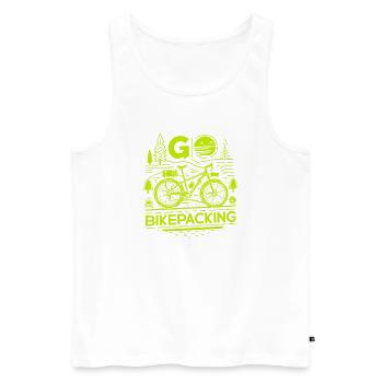Nature-Inspired Bikepacking Scene - Men's Premium Organic Tank Top - white - Front - AI Model Male 178 light (178cm)
