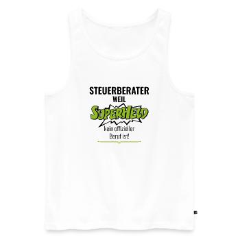 ELSTERJAGD "Steuerberater Superheld" - Männer Premium Bio Tank Top - Weiß - Vorne - Michal (187cm)