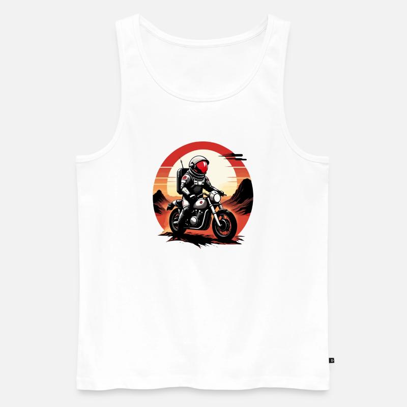 Astronaut rast mit einem Motorrad auf dem Mars - Männer Premium Bio Tank Top - Weiß