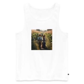 German Shepherd Art - Men's Premium Organic Tank Top - white - Front - AI Model Male 178 light (178cm)