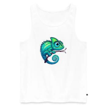 Chamäleon - Männer Premium Bio Tank Top - Weiß - Vorne - Michal (187cm)