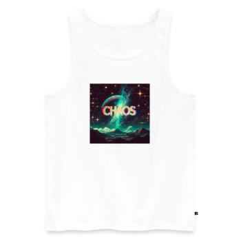 Cosmic Chaos Glitch Neon - Men's Premium Organic Tank Top - white - Front - AI Model Male 178 light (178cm)