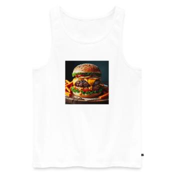 Burger complet - Débardeur bio Premium Homme - blanc - Devant - Michal (187cm)