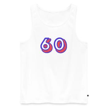 60. 60 ANS. 60e ANNIVERSAIRE. ANNIVERSAIRE 60 ANS. - Débardeur bio Premium Homme - blanc - Devant - Michal (187cm)