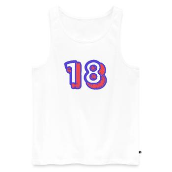 18. 18 YEARS OLD. 18th ANNIVERSARY. BIRTHDAY 18 YEARS. - Men's Premium Organic Tank Top - white - Front - AI Model Male 178 light (178cm)