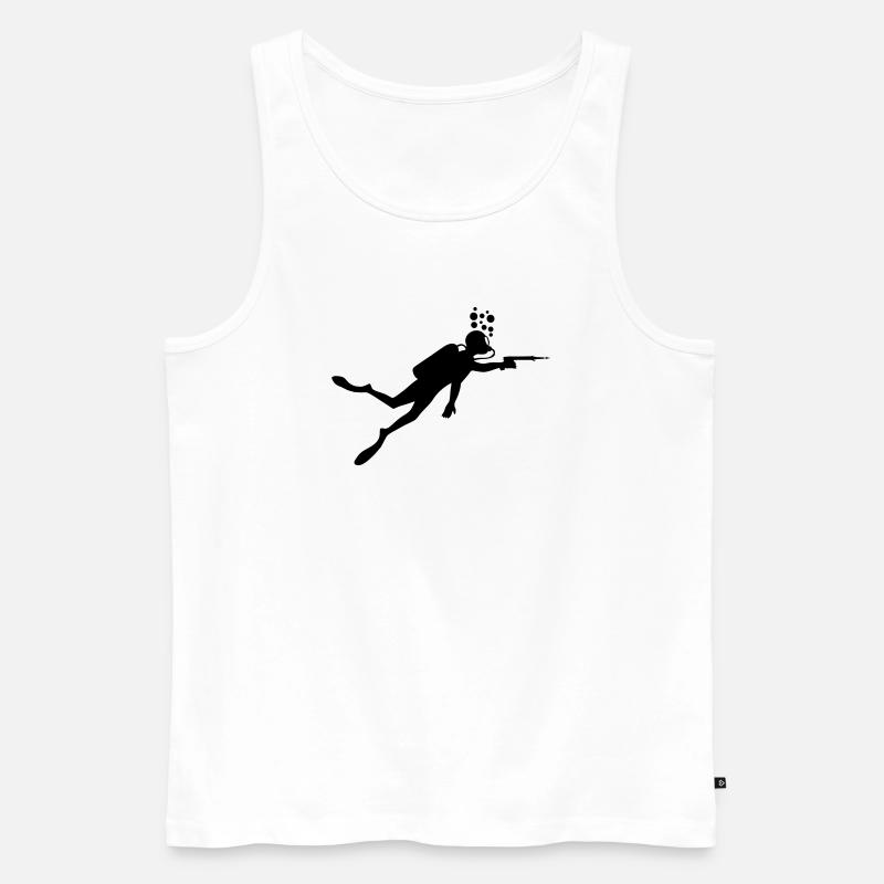 Taucher mit Harpune - Männer Premium Bio Tank Top - Weiß