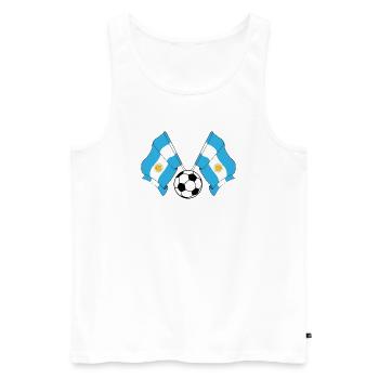 Deux drapeaux argentins avec un ballon de football argentin - Débardeur bio Premium Homme - blanc - Devant - Michal (187cm)
