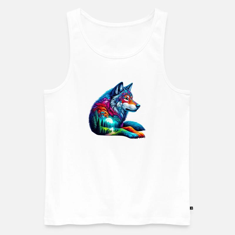 Wolf - Männer Premium Bio Tank Top - Weiß