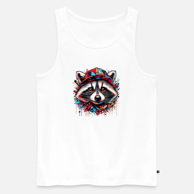 Waschbär mit Hutmütze Rap-Hut - Männer Premium Bio Tank Top - Weiß