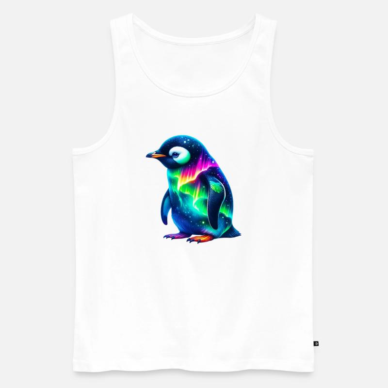 Aurora Borealis Pinguin - Männer Premium Bio Tank Top - Weiß