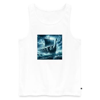 Navire viking - Débardeur bio Premium Homme - blanc - Devant - AI Model Male 178 light (178cm)