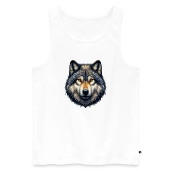 Loup - Débardeur bio Premium Homme - blanc - Devant - AI Model Male 178 light (178cm)