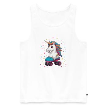 Licorne drôle de patin à roulettes - Débardeur bio Premium Homme - blanc - Devant - AI Model Male 178 light (178cm)