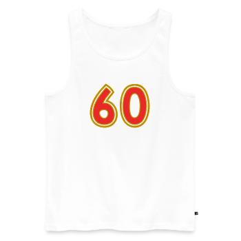 60. 60 JAHRE. 60-JÄHRIGES JUBILÄUM. 60. GEBURTSTAG. - Männer Premium Bio Tank Top - Weiß - Vorne - Michal (187cm)