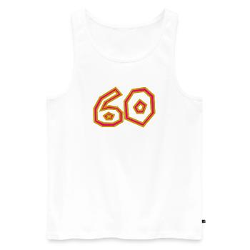 60. 60 JAHRE. 60-JÄHRIGES JUBILÄUM. 60. GEBURTSTAG. - Männer Premium Bio Tank Top - Weiß - Vorne - Michal (187cm)