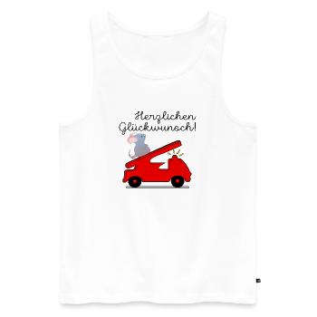 KINDERGEBURTSTAG FEUERWEHRAUTO - Männer Premium Bio Tank Top - Weiß - Vorne - Michal (187cm)