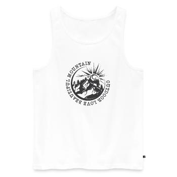 Mountains Adventure Outdoor Nature Illustration Graphic - Men's Premium Organic Tank Top - white - Front - AI Model Male 178 light (178cm)