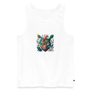 Rainbow Botanical Heart - Men's Premium Organic Tank Top - white - Front - AI Model Male 178 light (178cm)