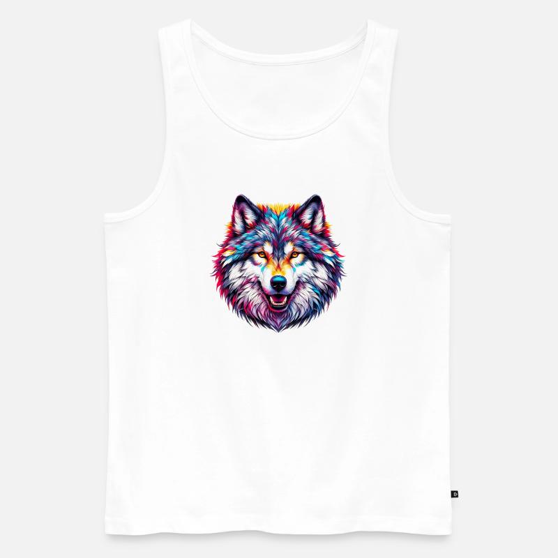 Wolf - Männer Premium Bio Tank Top - Weiß