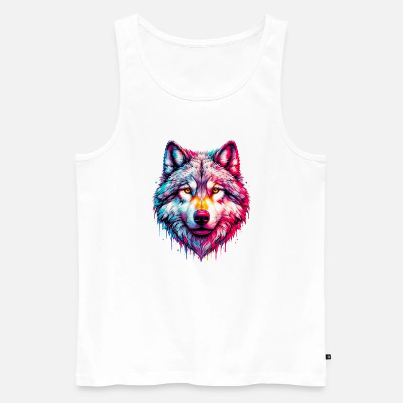 Wolf - Männer Premium Bio Tank Top - Weiß