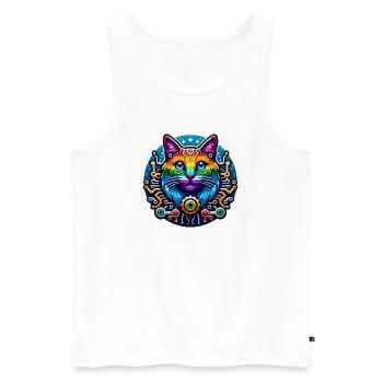 Mechanical Rainbow Cat - Männer Premium Bio Tank Top - Weiß - Vorne - AI Model Male 178 light (178cm)