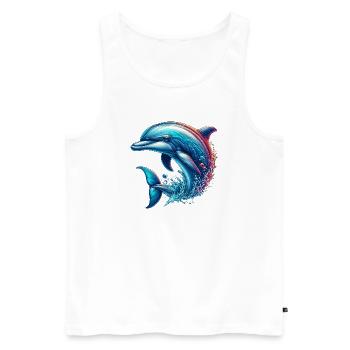 Delfin - Männer Premium Bio Tank Top - Weiß - Vorne - Michal (187cm)