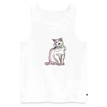 Cat- one line drawing - Men's Premium Organic Tank Top - white - Front - AI Model Male 178 light (178cm)