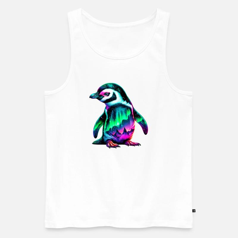 Aurora Borealis Pinguin - Männer Premium Bio Tank Top - Weiß