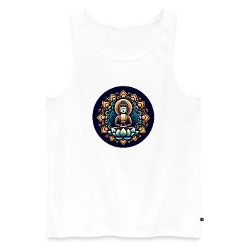 Ruhe des Buddha - Männer Premium Bio Tank Top - Weiß - Vorne - Michal (187cm)