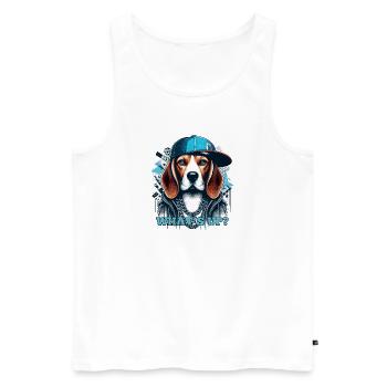 Beagle Gangsta Was geht ab? Hund Geschenk - Männer Premium Bio Tank Top - Weiß - Vorne - AI Model Male 178 light (178cm)