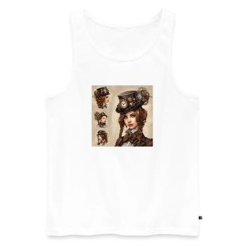 Beautiful girl in steampunk style - Men's Premium Organic Tank Top - white - Front - AI Model Male 178 light (178cm)