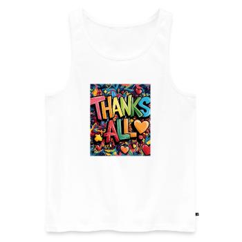 Cheerful graffiti-style thank you illustration - Men's Premium Organic Tank Top - white - Front - Michal (187cm)