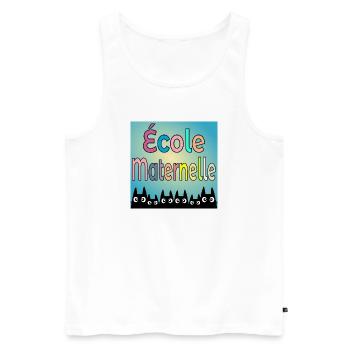 École Maternelle CHATS - Débardeur bio Premium Homme - blanc - Devant - Michal (187cm)