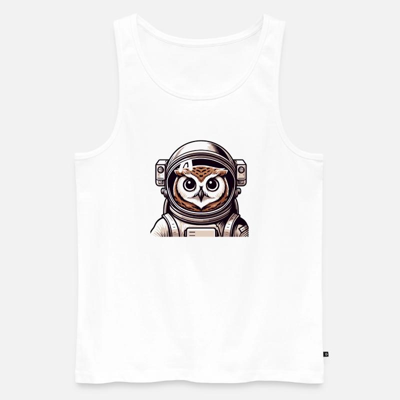 Eine Astronauten-Eule im Cartoon-Stil - Männer Premium Bio Tank Top - Weiß