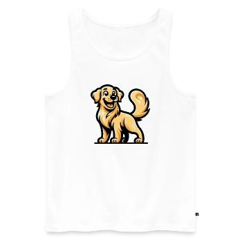 Un golden retriever de style dessin animé - Débardeur bio Premium Homme - blanc - Devant - Michal (187cm)