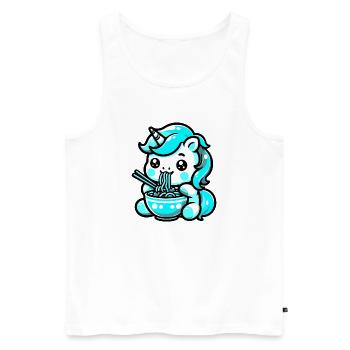 Japonais Kawaii Licorne Ramen Cuisine Asiatique - Débardeur bio Premium Homme - blanc - Devant - Michal (187cm)