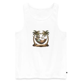 T-Shirt Loutre Relax - Cool et Serein - Débardeur bio Premium Homme - blanc - Devant - Michal (187cm)