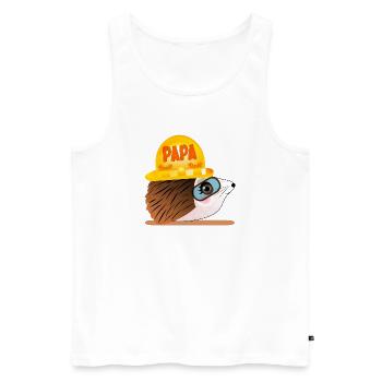 VATERTAG PAPA IGEL HANDWERKER - Männer Premium Bio Tank Top - Weiß - Vorne - Michal (187cm)