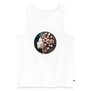 Mechanical Flower Girl - Männer Premium Bio Tank Top - Weiß - Vorne - AI Model Male 178 light (178cm)