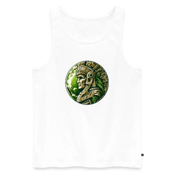 Ancien guerrier aztèque Terre d’or - Débardeur bio Premium Homme - blanc - Devant - AI Model Male 178 light (178cm)