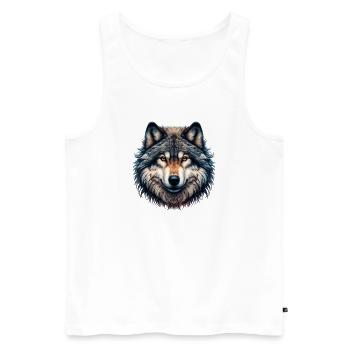 Wolf - Men's Premium Organic Tank Top - white - Front - Michal (187cm)