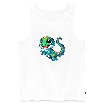 Gecko - Men's Premium Organic Tank Top - white - Front - Michal (187cm)